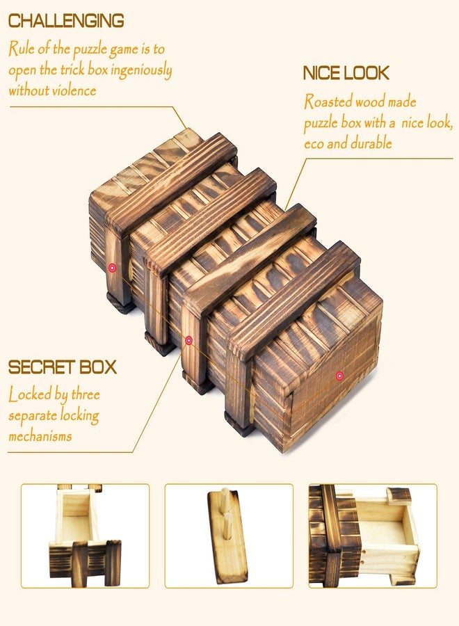 KAILIMENG Puzzle Box, Secret Magic Box with 2 Hidden Compartments Drawers for Coin Money - Brain Teaser Trick Box 3D Wooden Puzzle for Adults - Image 2
